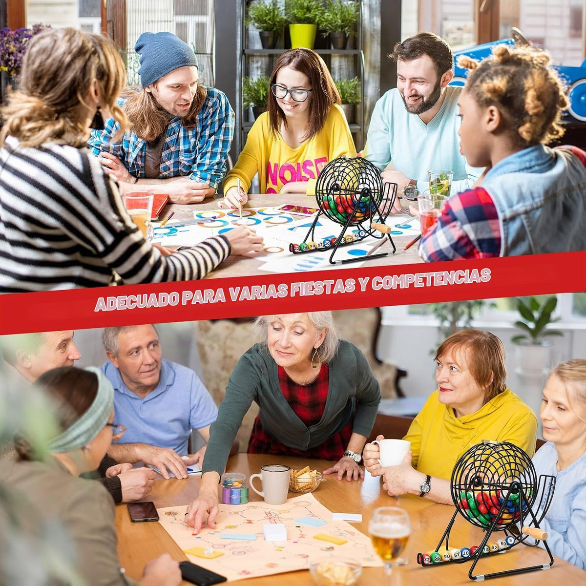 Poen Juego de Lotería Bingo de 101 Piezas Incluye Jaula de 12 Pulga...