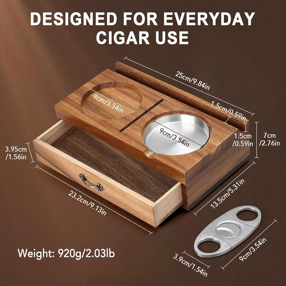 Joyoldelf Cenicero de cigarros con soporte para vidrio de whisky \u...