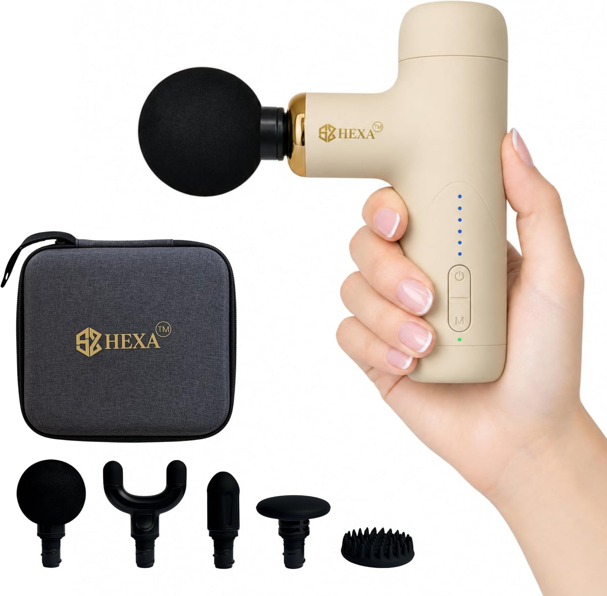 Hexa Super Mini pistola de masaje con masajeador facial, masajeador...