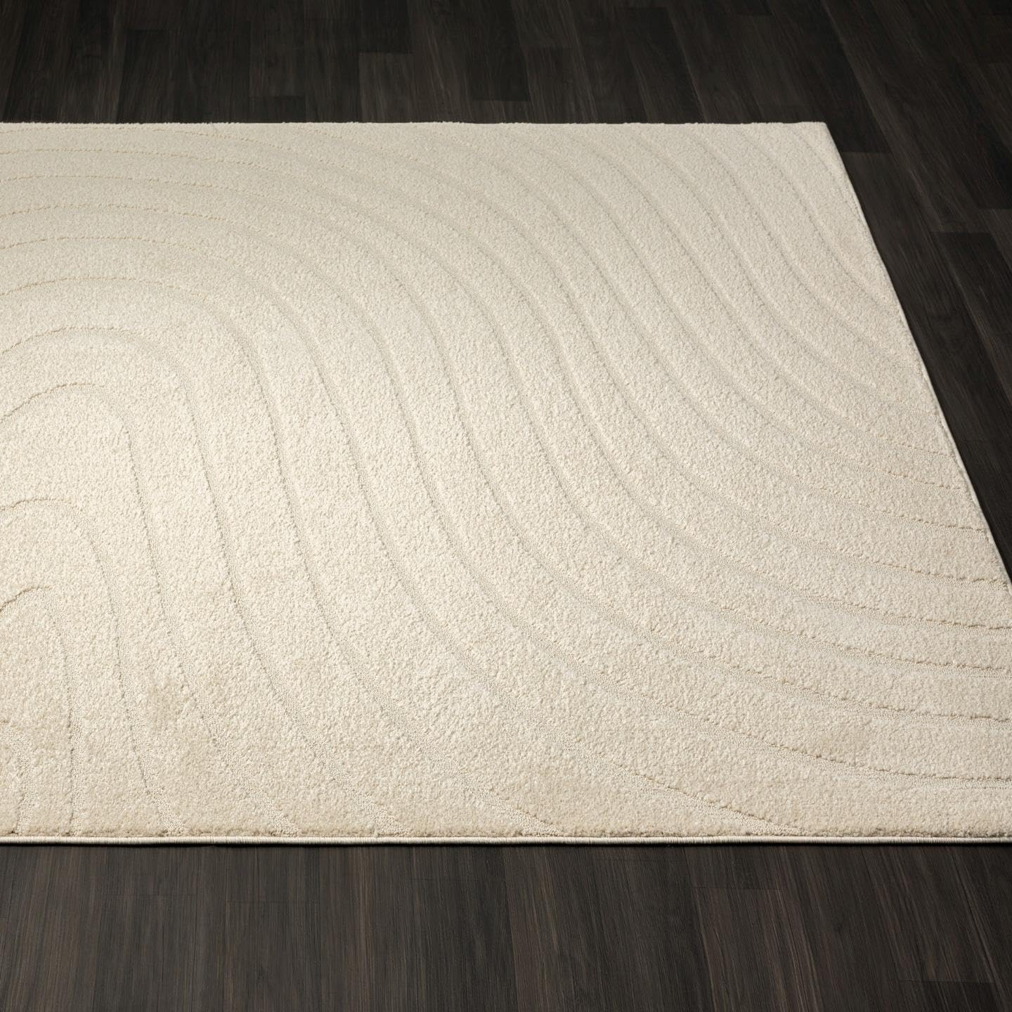 LUXE WEAVERS Alfombra de Área Moderna Geométrica de Ondas Crema 4x6