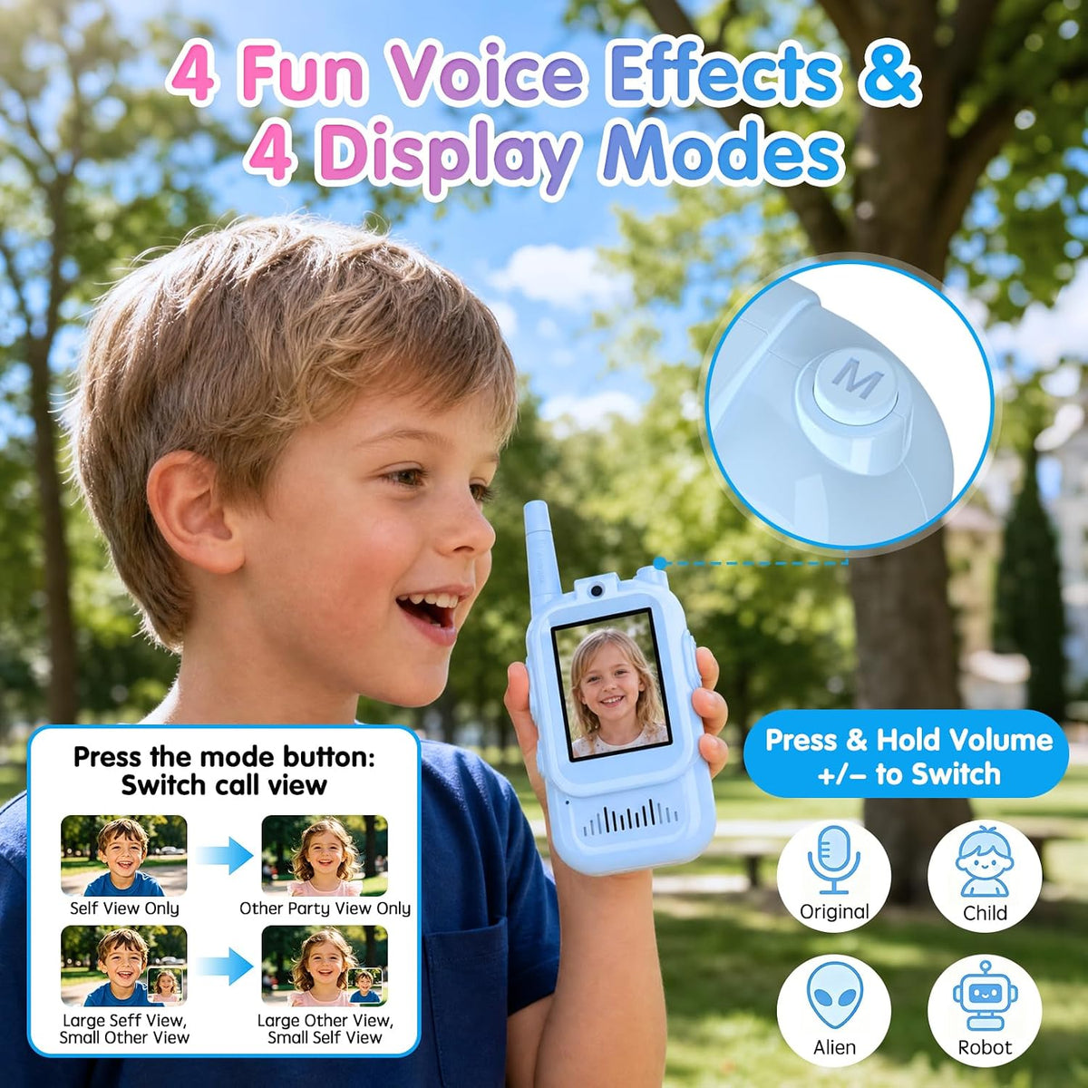Walkie Talkies para niños con videollamada y cámara, Walkie Talkies...