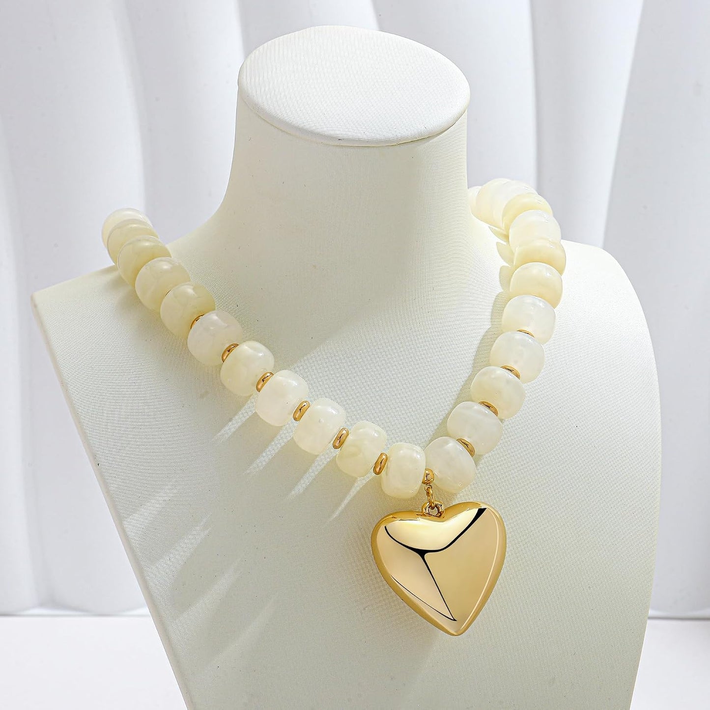 WOWORAMA Collares de corazón grueso para mujer, gargantilla de resi...