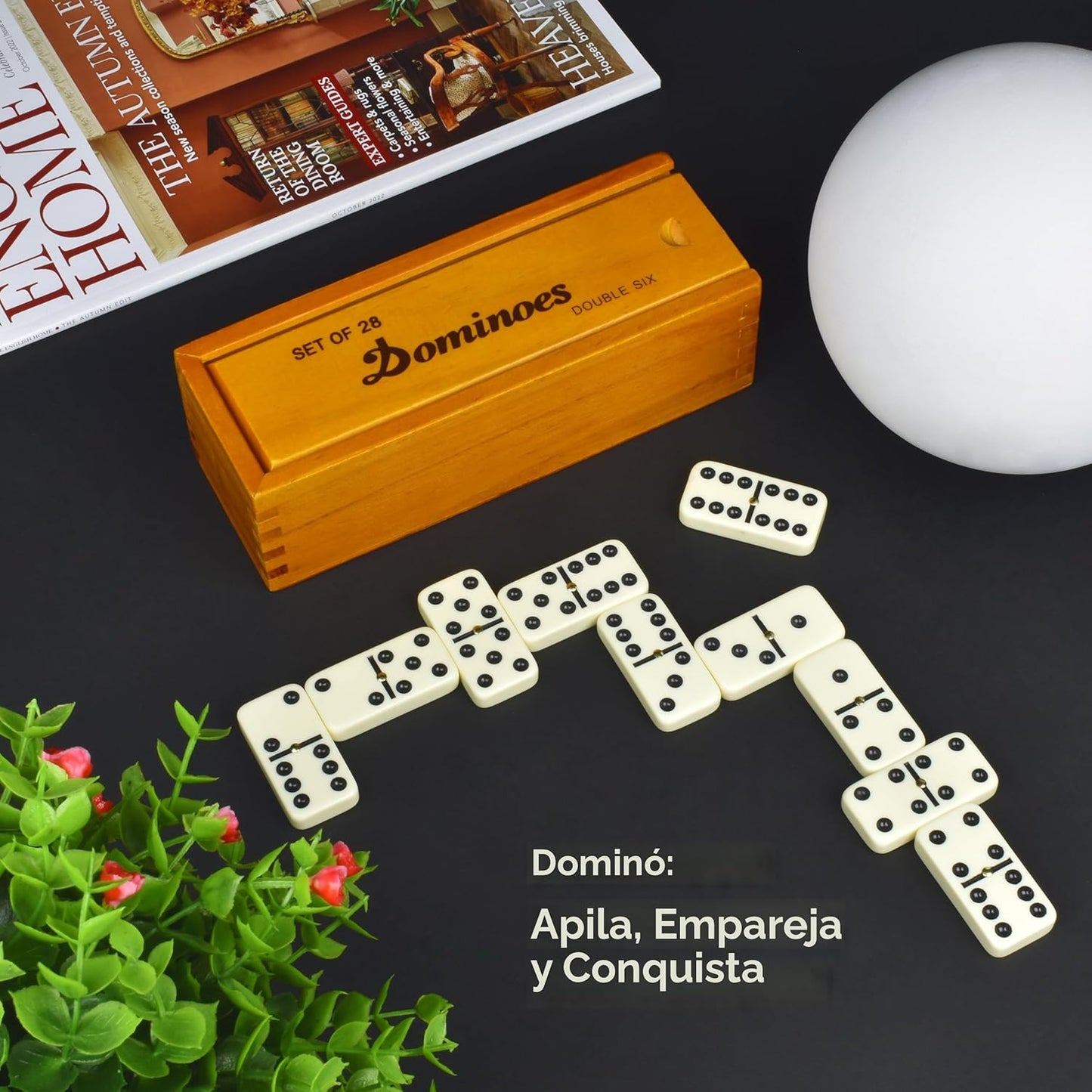 Queensell Juego de dominó para adultos, juego de dominó doble de 6...