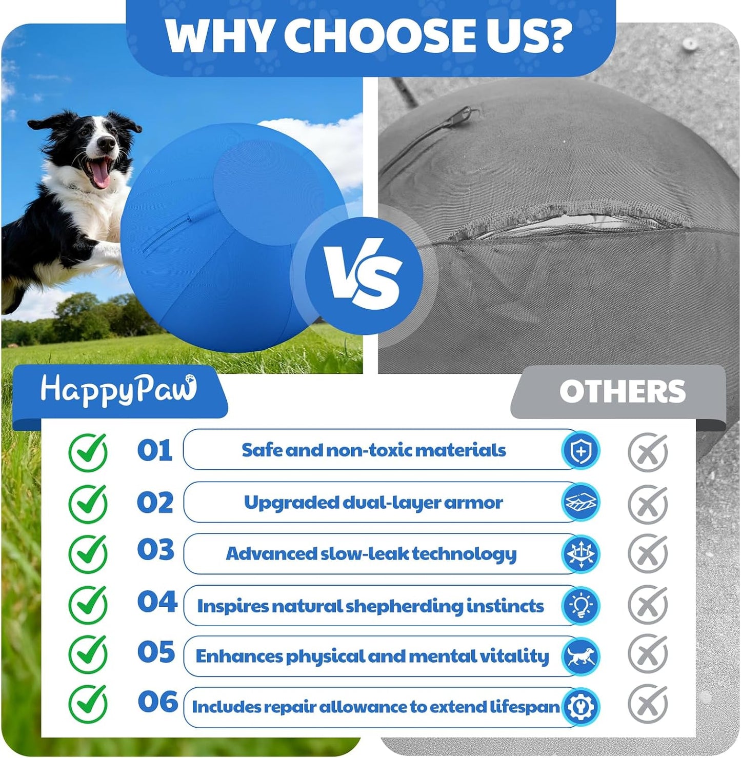 Happypaw 3.0 2026 - Pelota de pastor para perros de 18 pulgadas, re...