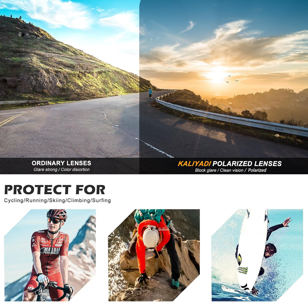 KALIYADI Gafas de sol polarizadas para hombre para correr, gafas de...