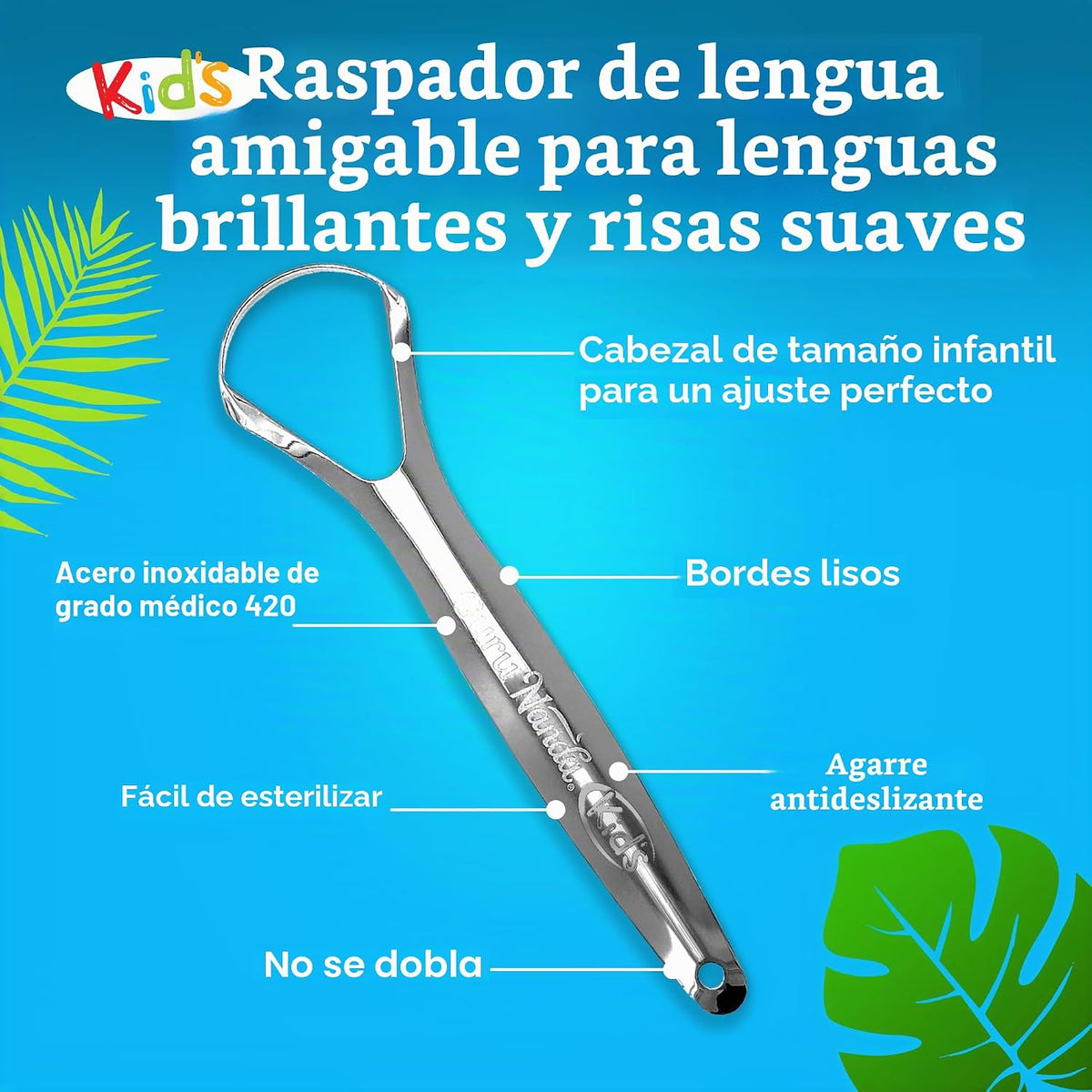 GuruNanda Raspador de lengua para niños (paquete de 2) con estuche...
