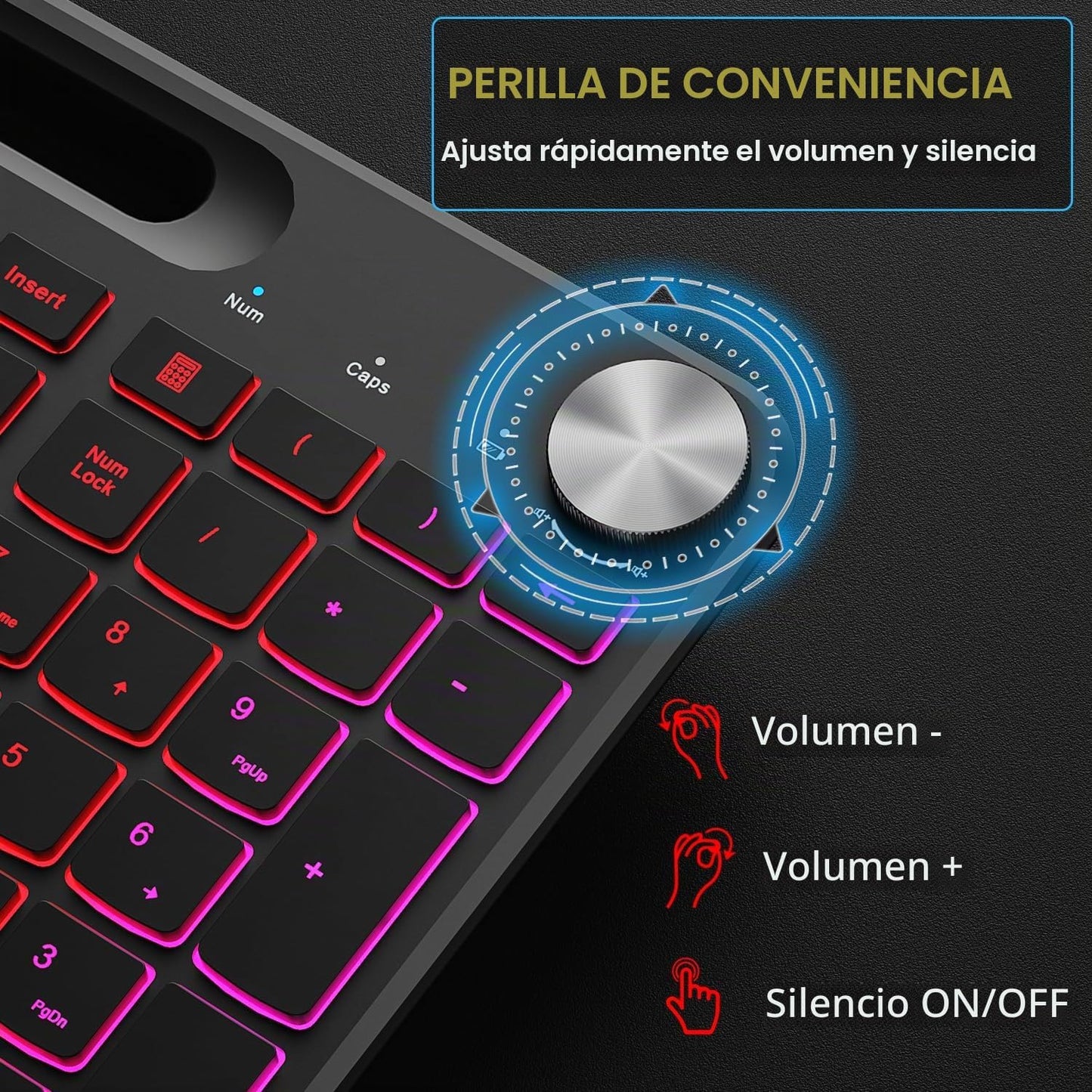 BlueFinger Combo de teclado y mouse inalámbricos retroiluminados, t...