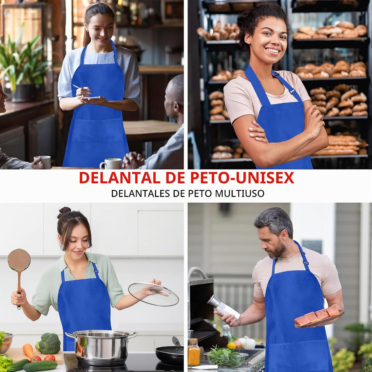 Utopia Kitchen Paquete de 10 delantales ajustables con 2 bolsillos...