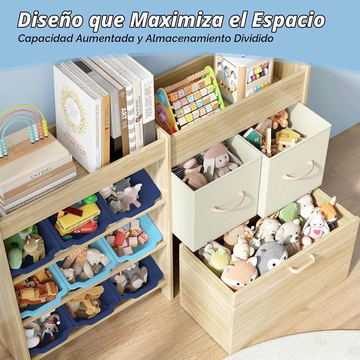 EXPERLAM Organizador de almacenamiento de juguetes para niños, orga...