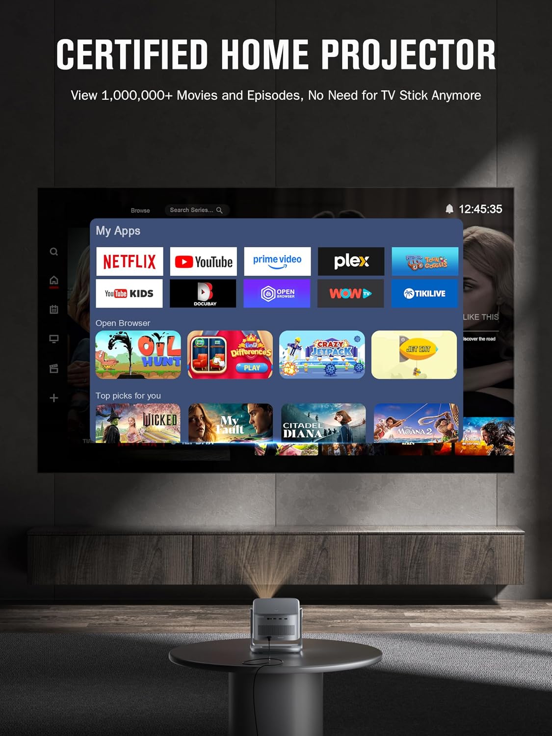 【Ahora con Netflix】Proyector inteligente 4K con WiFi y Bluetooth, V...