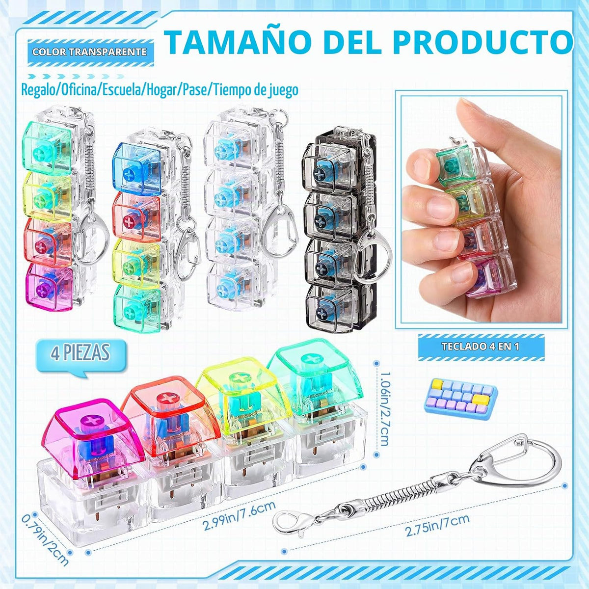 Halloscume 4 Piezas Juguete Fidget de Teclado para Adultos Juguete...