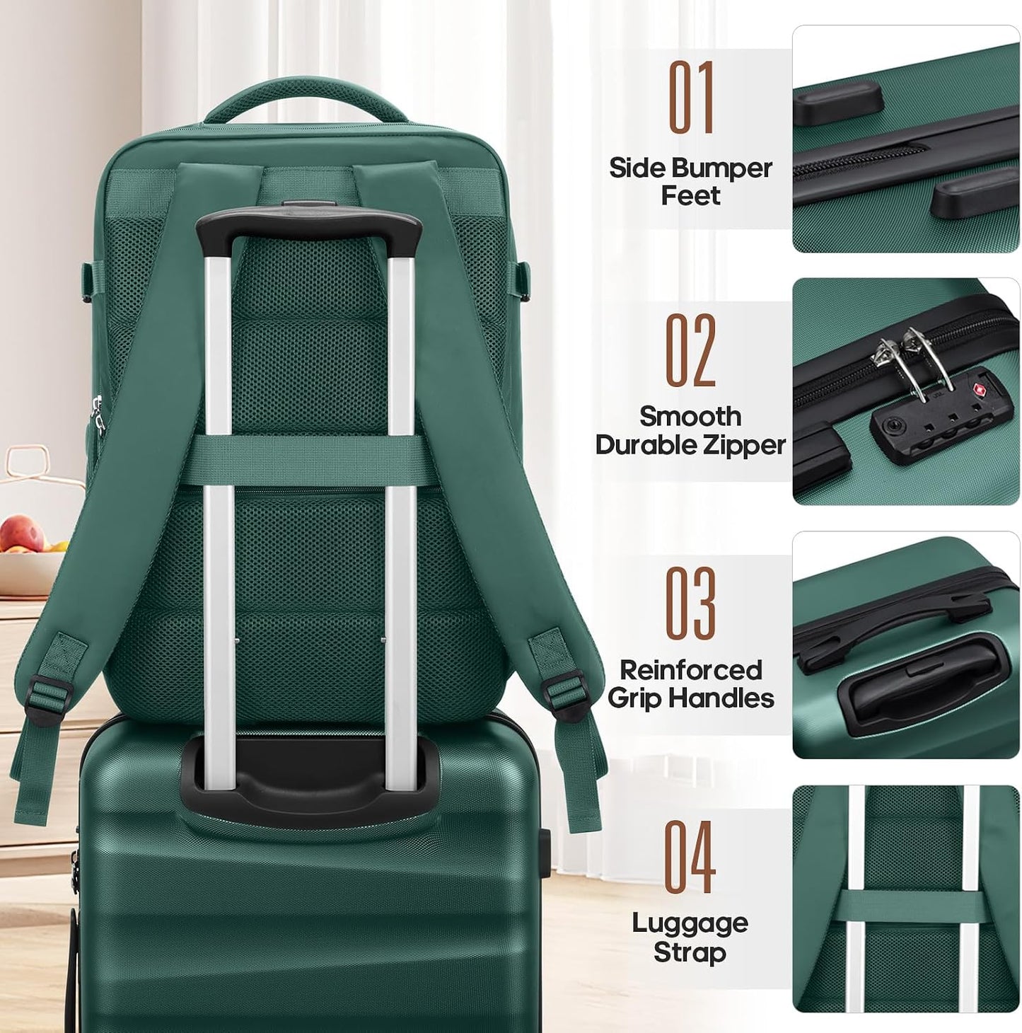 UKEIN Juego de equipaje con mochila, equipaje de mano de policarbon...
