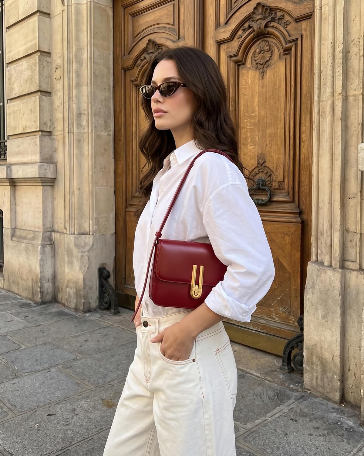 JW PEI Bolso de hombro Evania Lock Pebbled para mujer