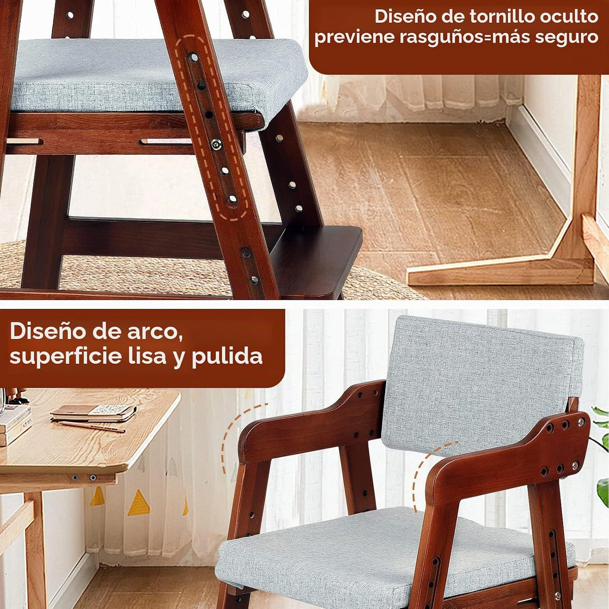 Ezebaby Silla Alta de Madera para Niños Pequeños a Adolescentes Sil...