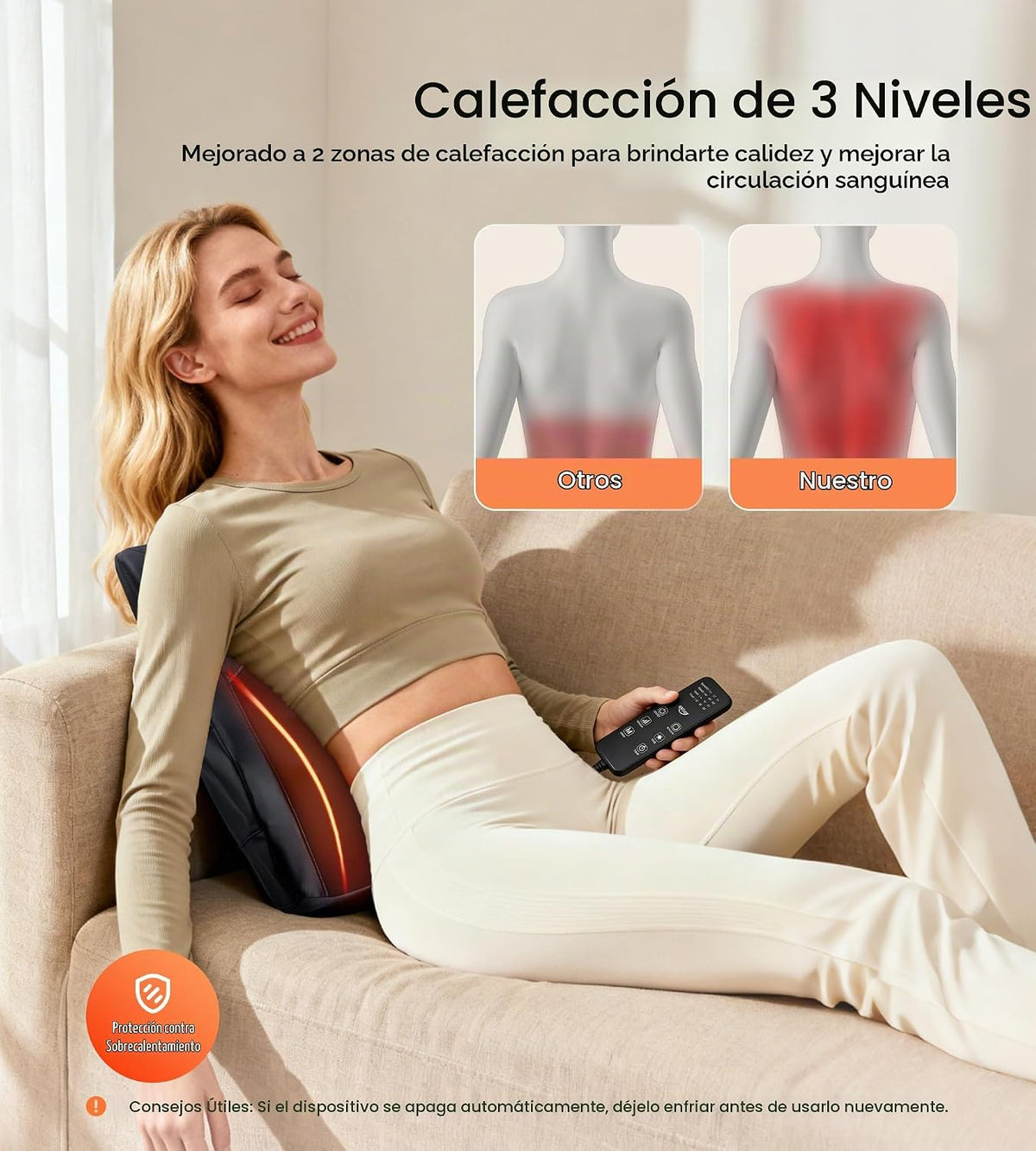 ALLJOY Masajeador térmico de espalda para aliviar el dolor de espal...