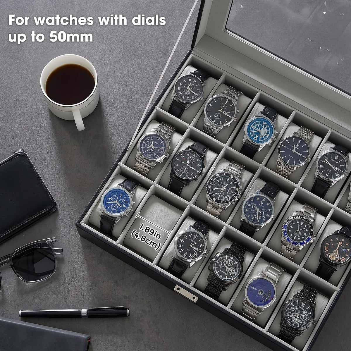 Caja de reloj ProCase para hombres, organizador de caja de reloj co...