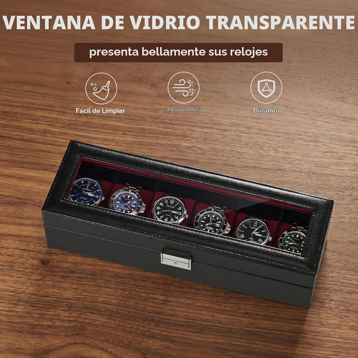 ProCase Caja de reloj con 6 ranuras para hombre, color vino | Organ...