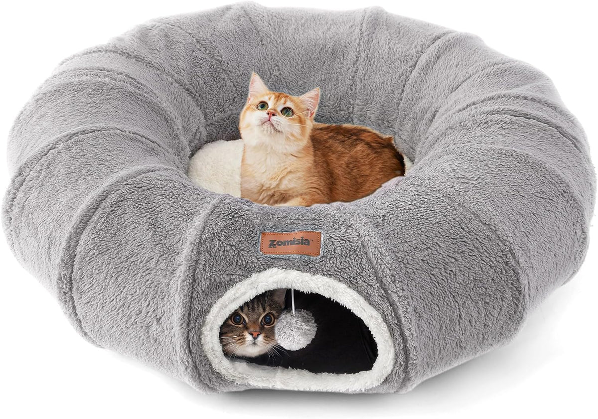 ZOMISA Cama Túnel para Gatos de Interior, Lindo Túnel de Juguete Do...