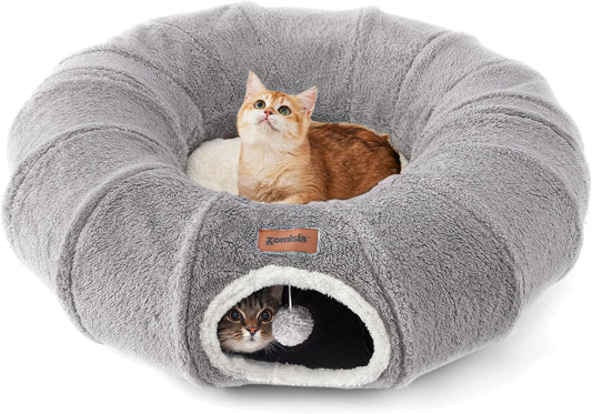 ZOMISA Cama Túnel para Gatos de Interior, Lindo Túnel de Juguete Do...