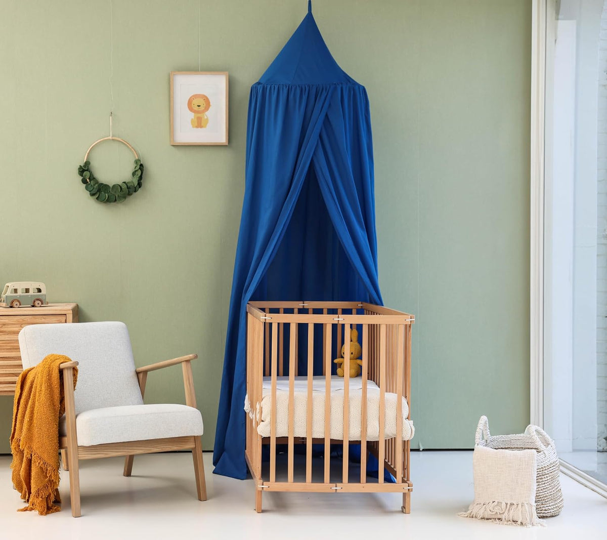Toldo azul para cama infantil para dormitorio infantil | Cortina co...