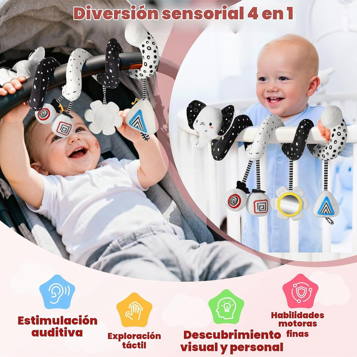 URMYWO Juguetes de asiento de coche en espiral para bebés de 0 a 6...