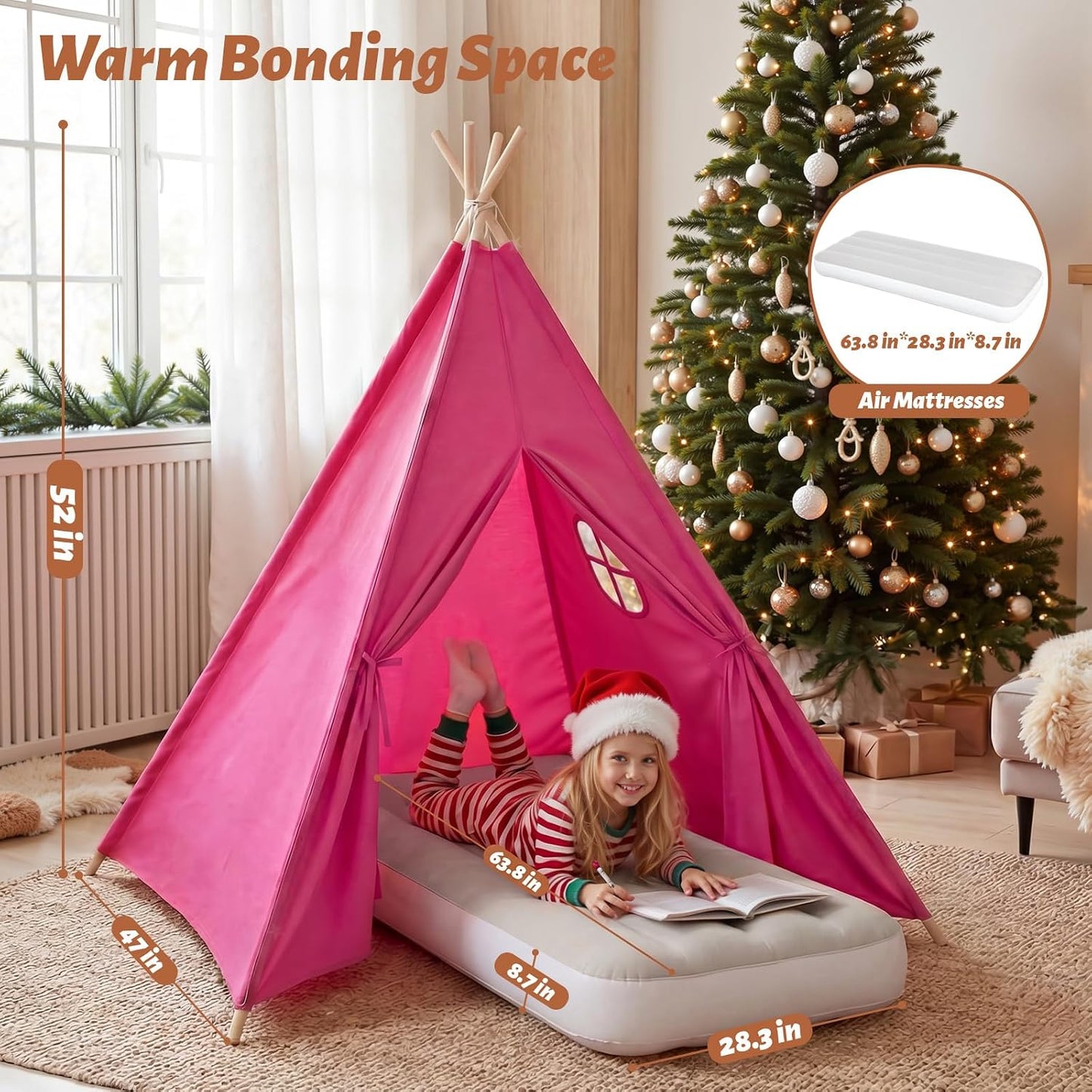 wilwolfer Paquete de 2 tiendas de campaña tipi para niños con cama...