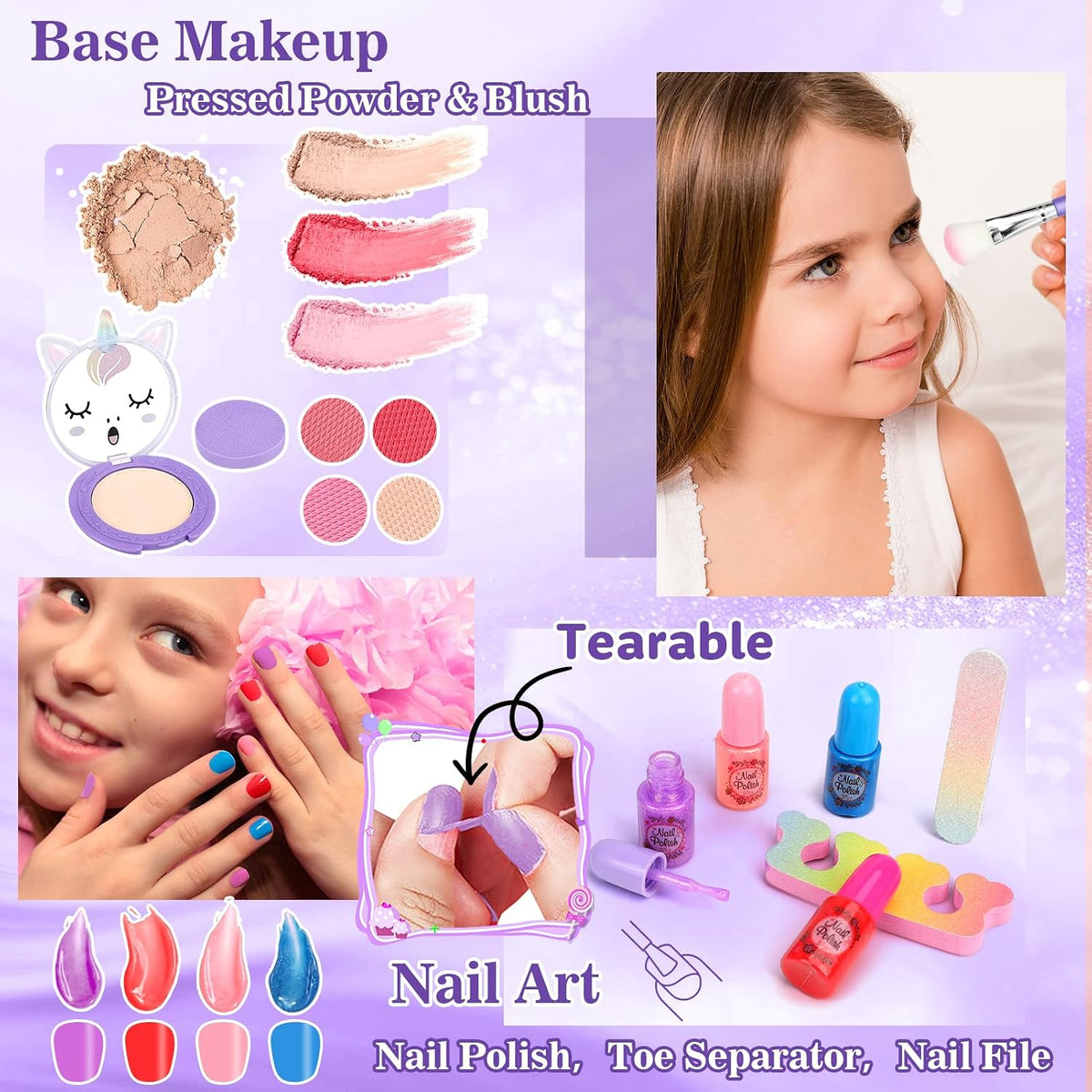 For Ideahome Juego de maquillaje de unicornio para niños de 69 piez...