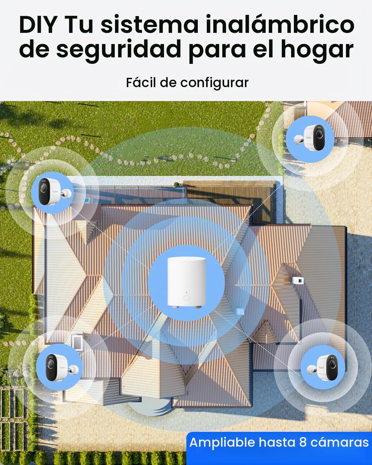 REOLINK Home Hub mini con 2X Argus 3 Pro+panel solar, cámaras de se...