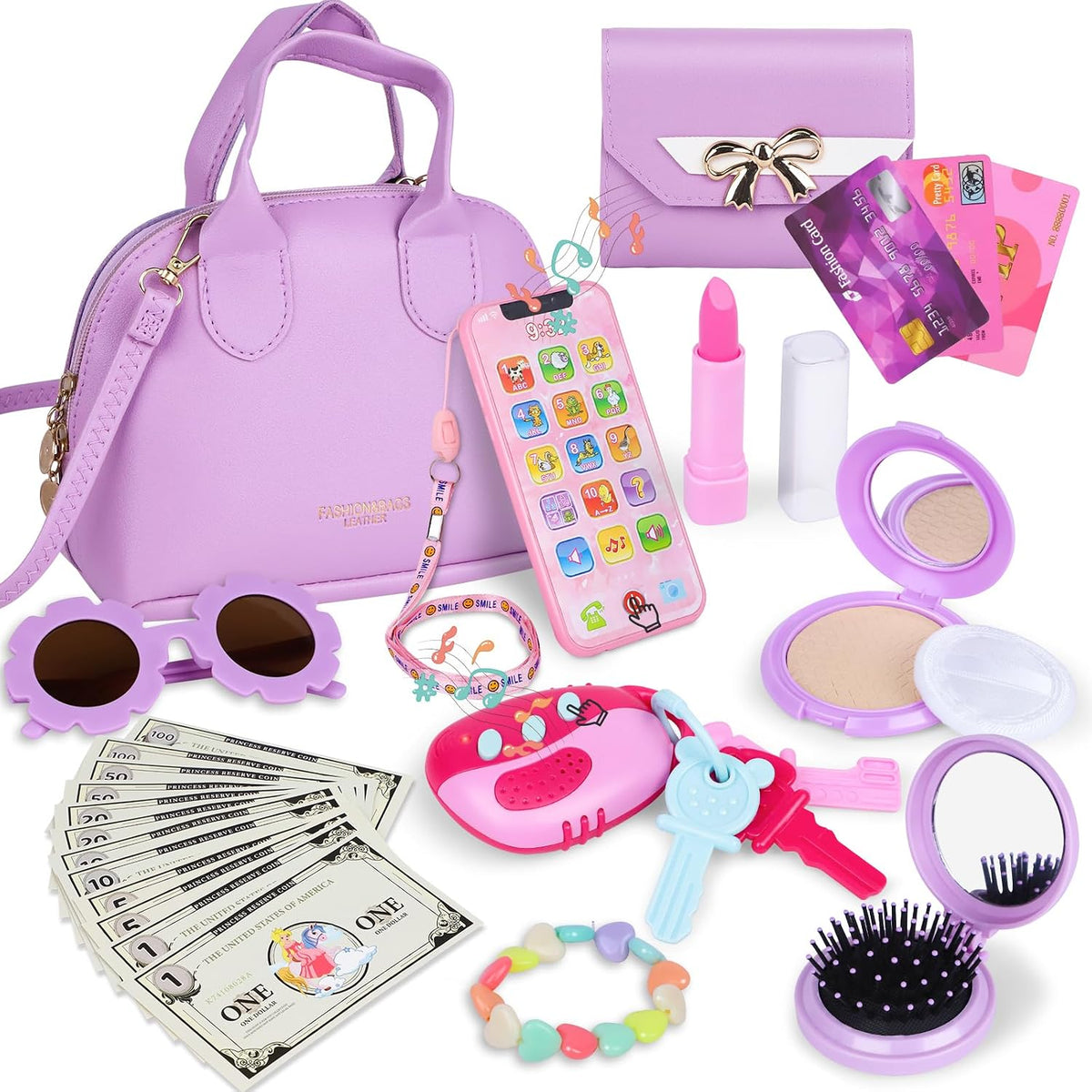 Learn2M Bolso de juego púrpura para niñas de 3 a 6 años, mi primer...