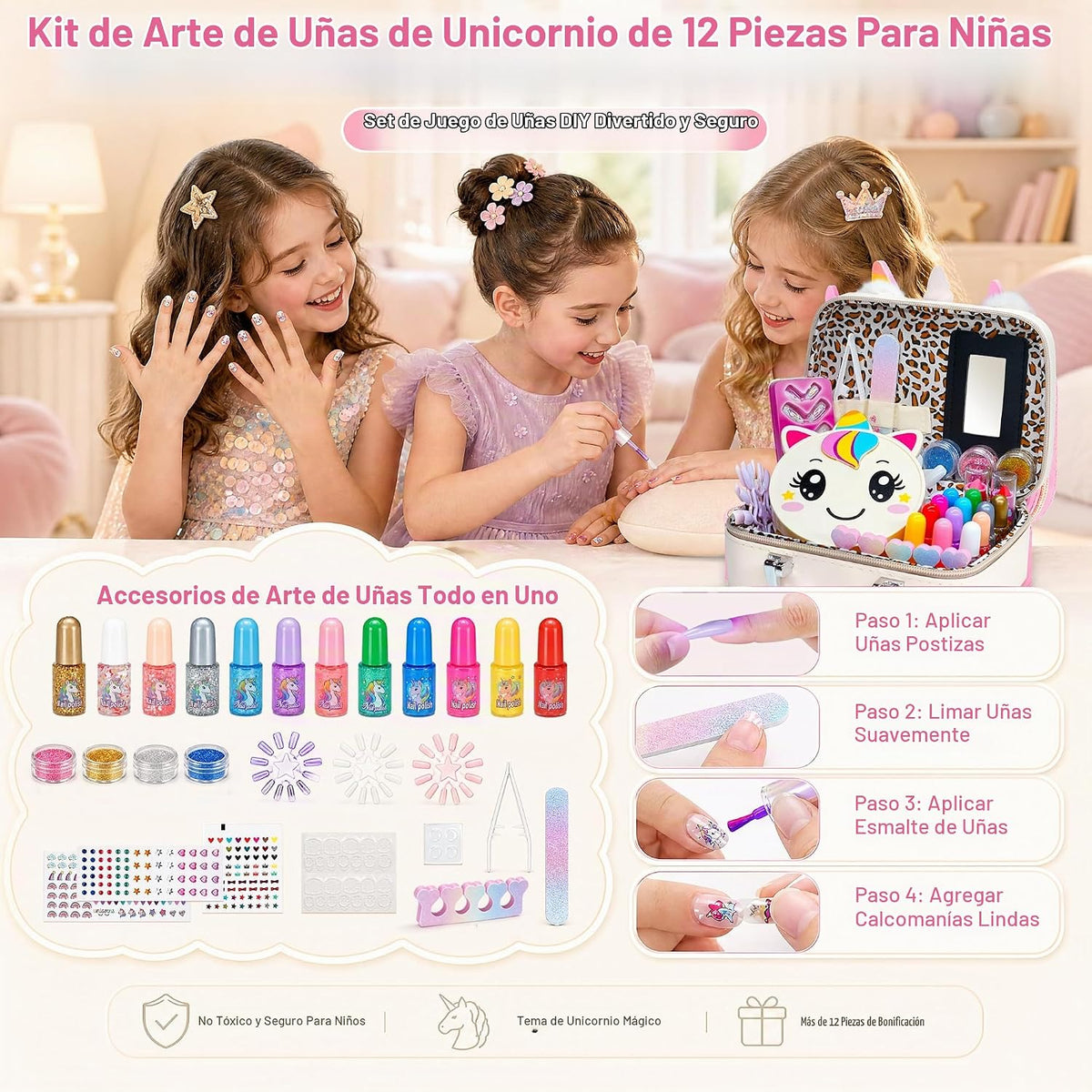 Kit de esmalte de uñas para niños, juego de esmalte de uñas para ni...
