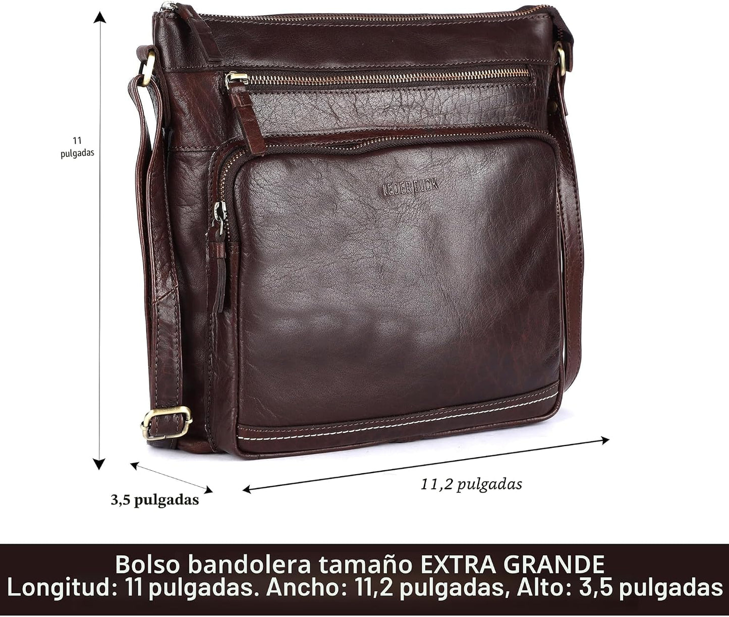 LEDERBUCK Olga - Bolso bandolera extragrande de piel auténtica para...