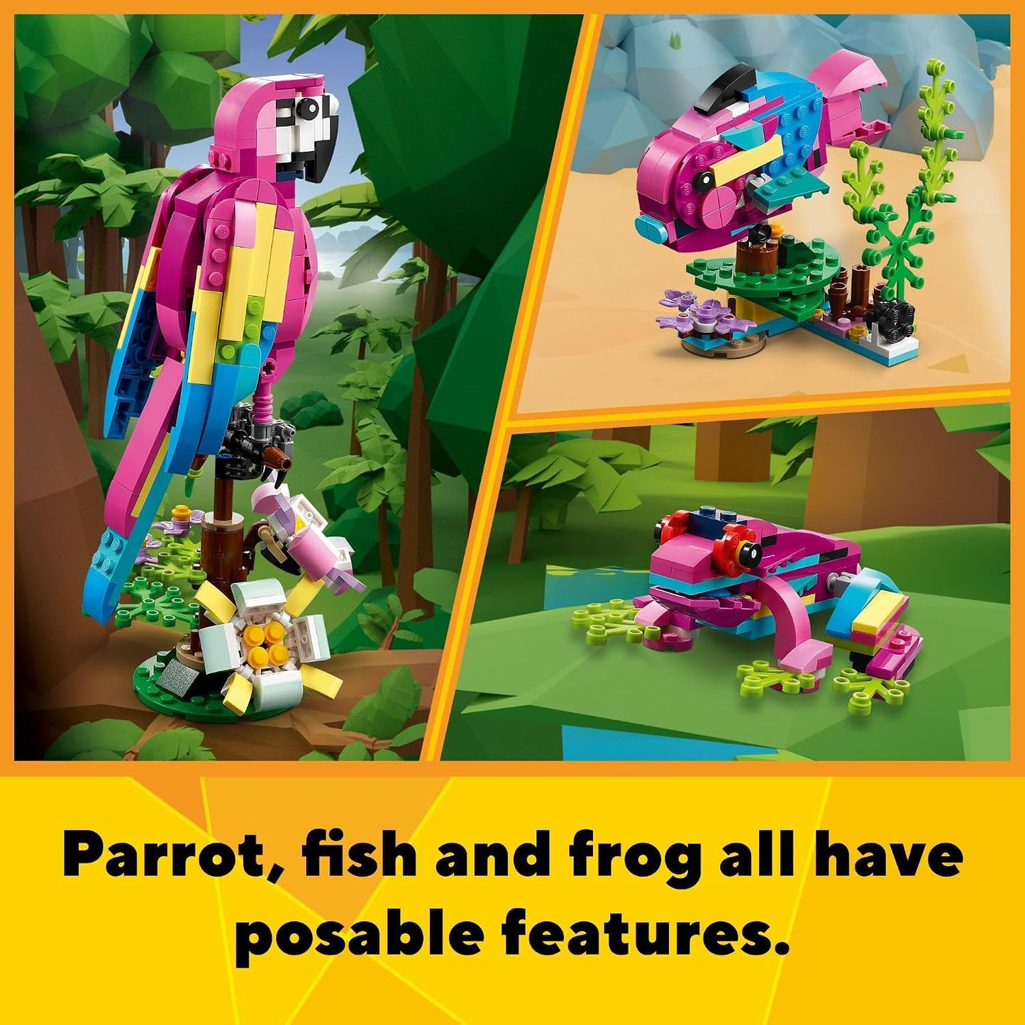 LEGO: Creator 3 en 1 Loro rosa exótico (253 piezas, 31144)