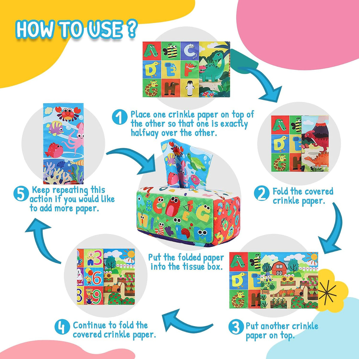 URMYWO Caja de pañuelos de bebé juguete - Juguetes Montessori para...