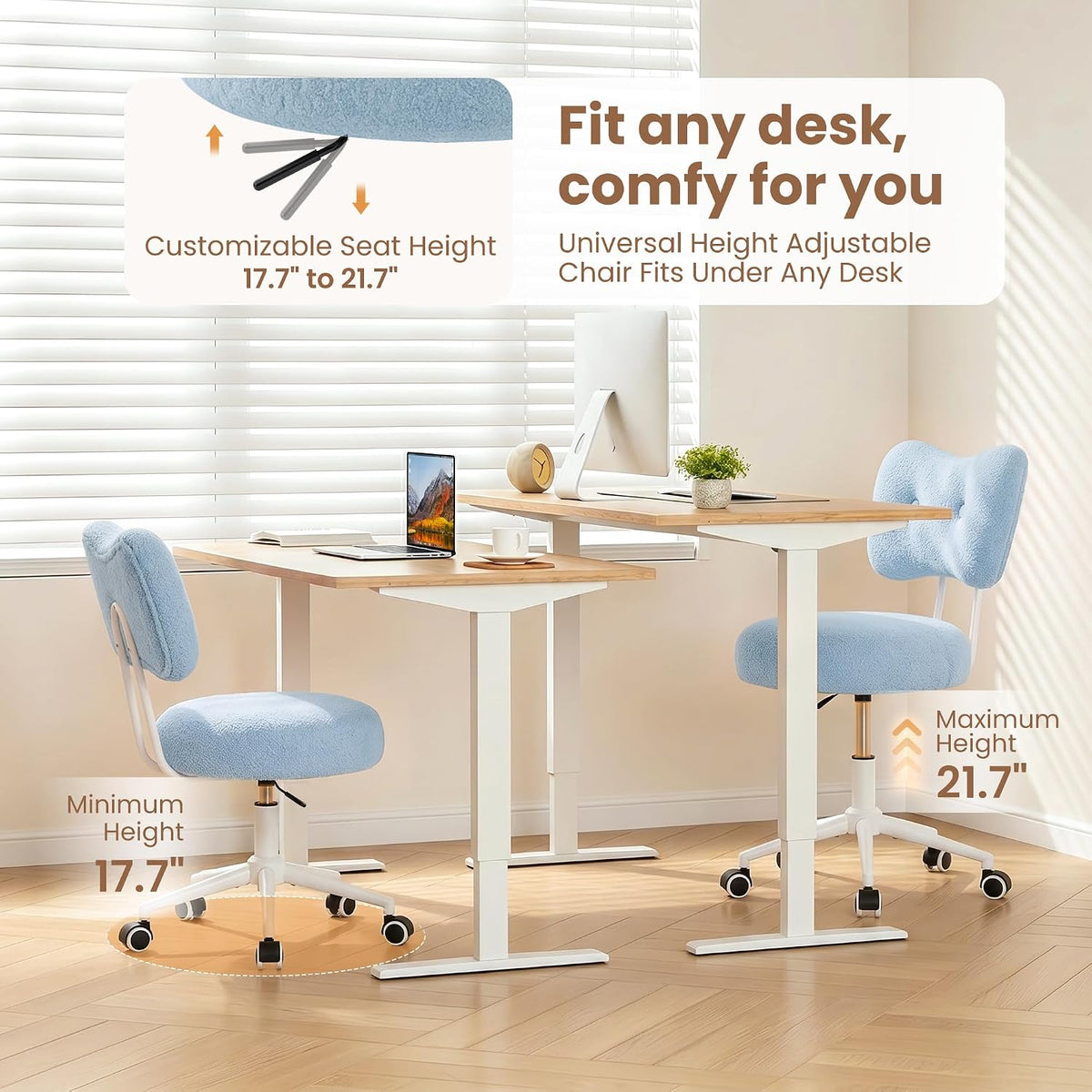 Silla de tocador pequeña con ruedas, cómoda silla de escritorio con...