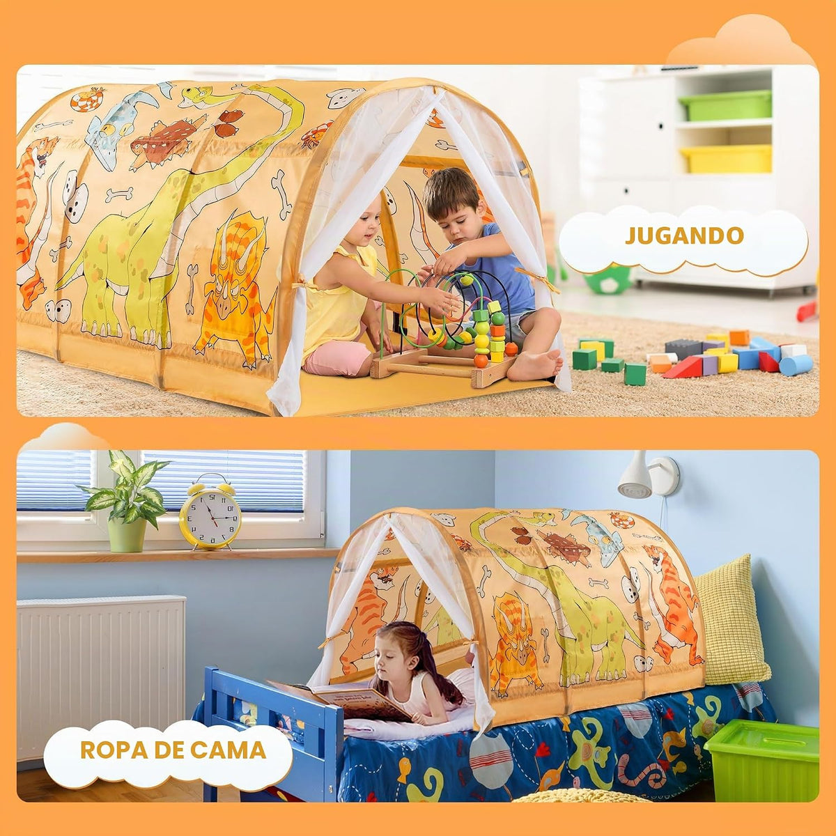 ANC POP Tienda de Cama para Niños con Tira de Luces LED, Tienda de...