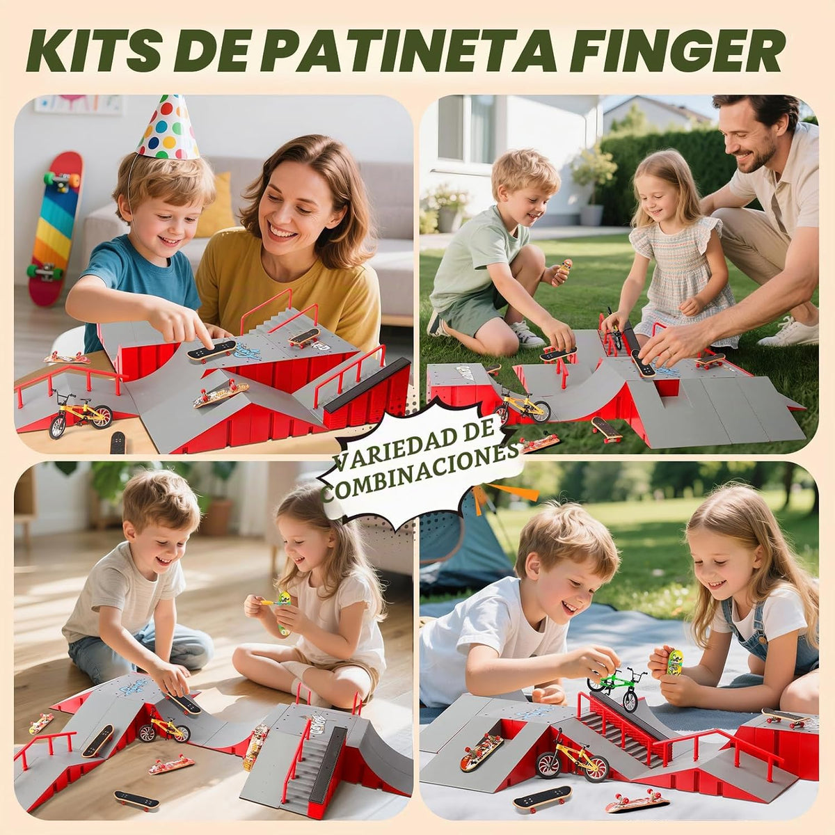 RNGODO Finger Skateboard Park Kits, juego de rampa de patineta de d...