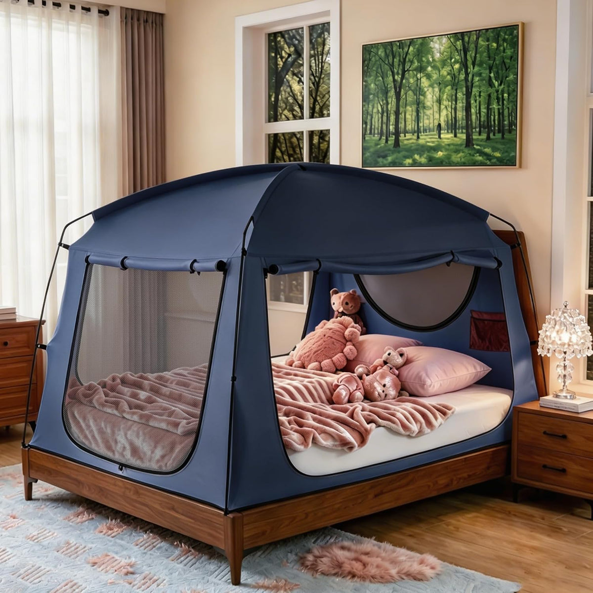 HFYJ POP Tienda de campaña para cama doble opaca, dosel para dormir...