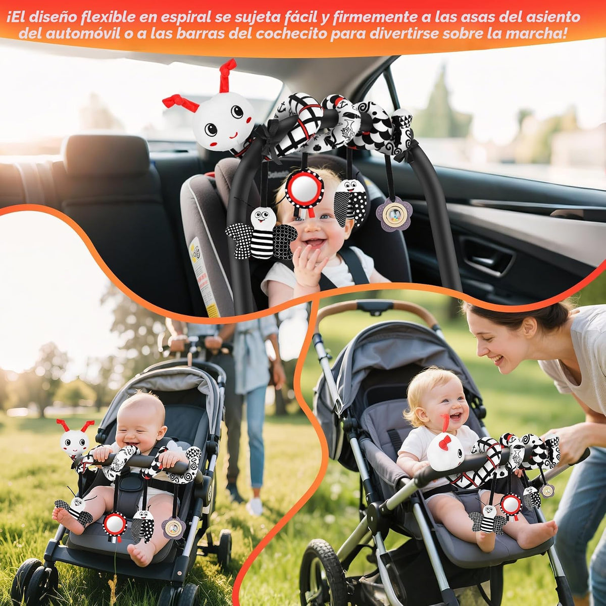 Zendstanding Juguetes de Asiento de Coche para Bebés, Cochecito de...
