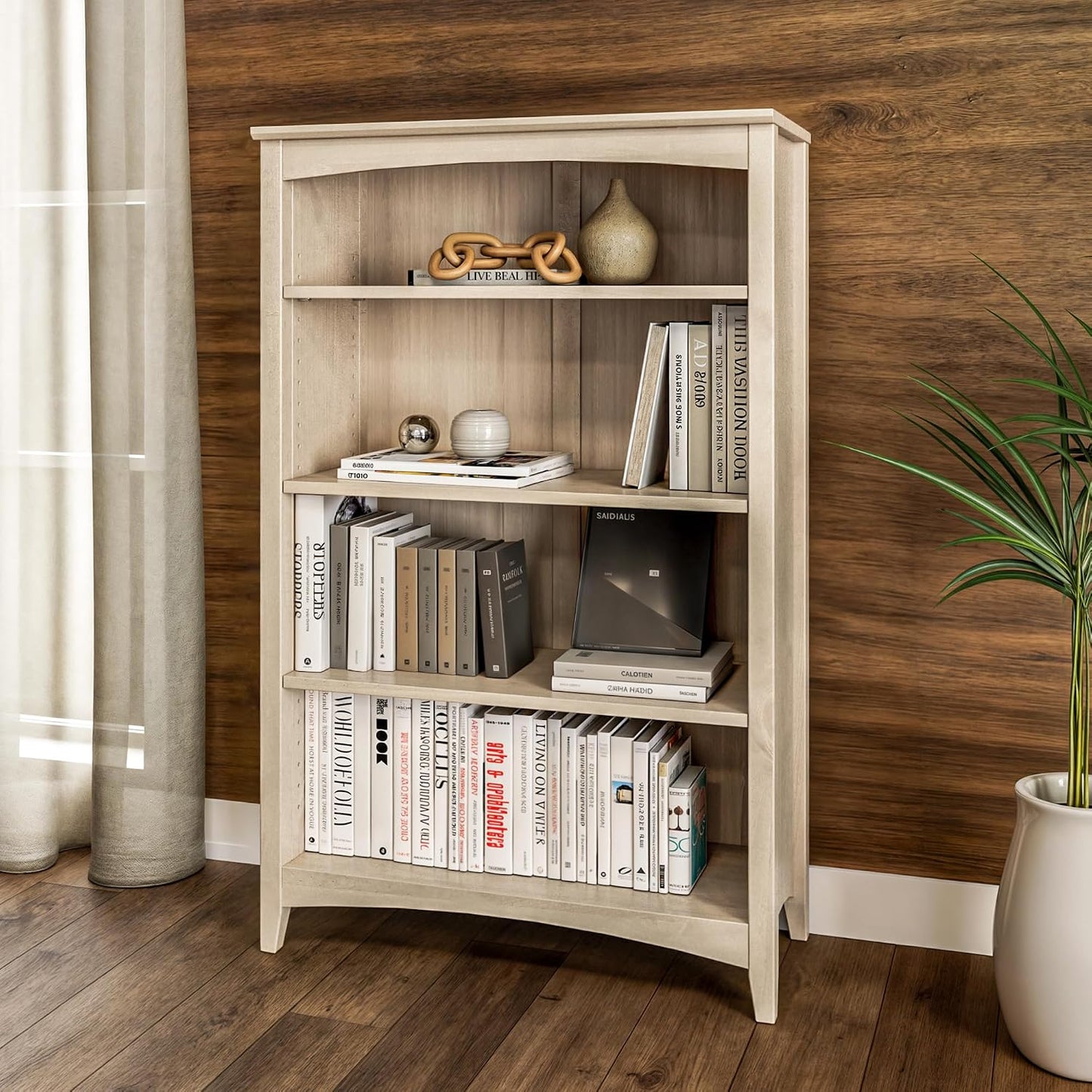 Camaflexi Estantería Estilo Shaker de 4 Estantes\/Madera Maciza\/48...