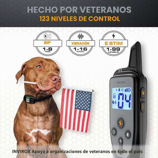 INVIROX - Collar de entrenamiento para perros con control remoto, c...