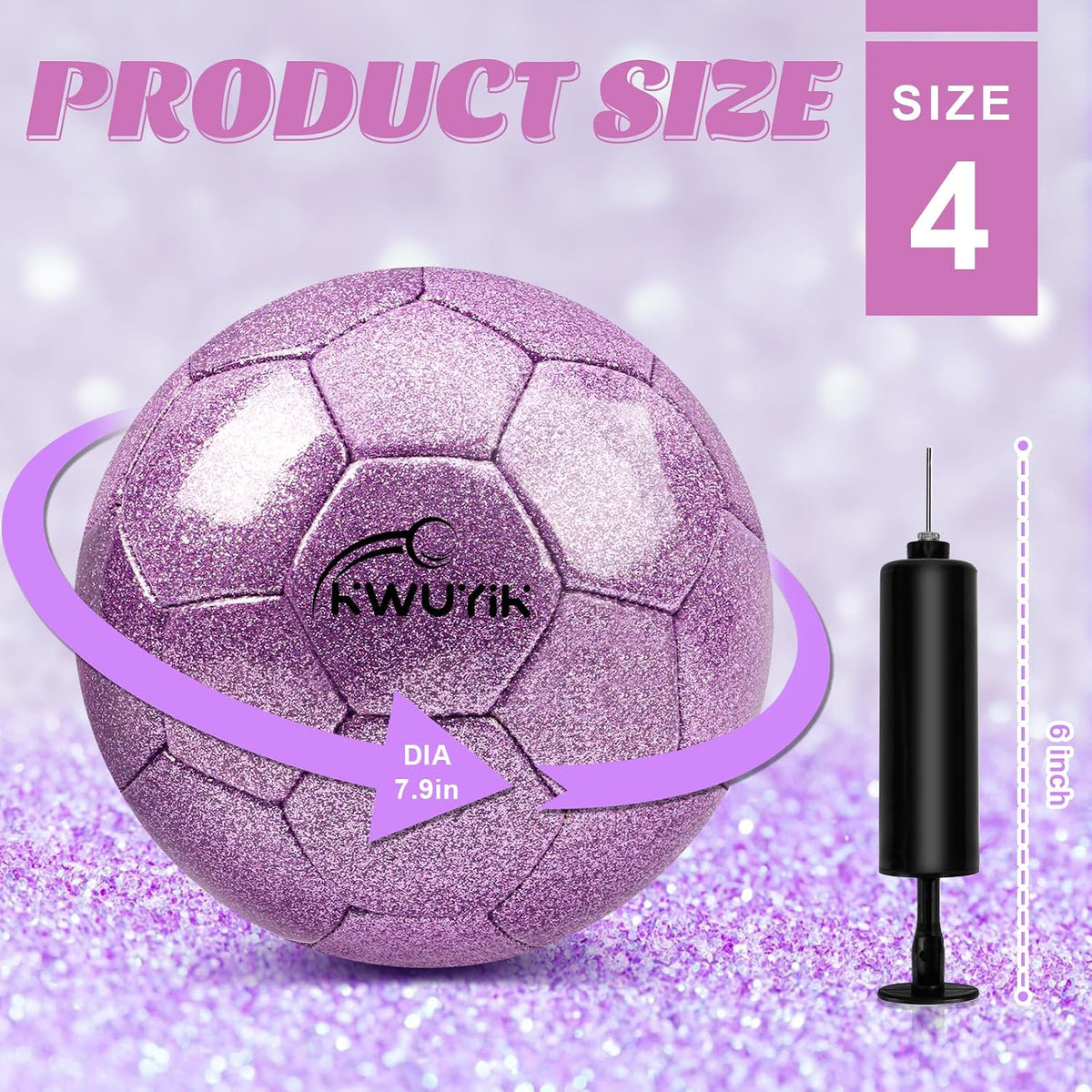 OKWUYiK Balón de fútbol de talla 3, 4, 5, con purpurina rosa, dorad...