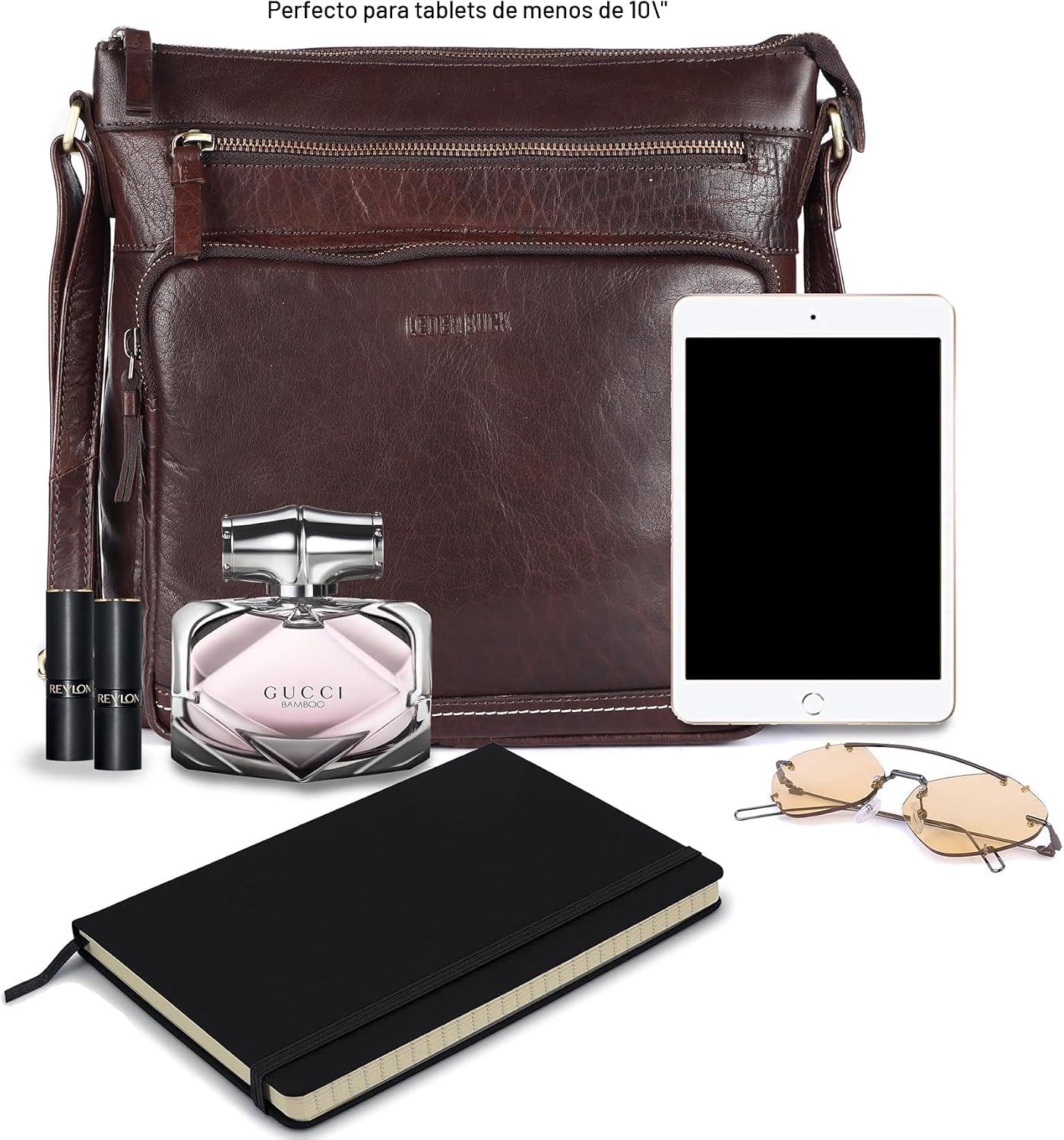LEDERBUCK Olga - Bolso bandolera extragrande de piel auténtica para...