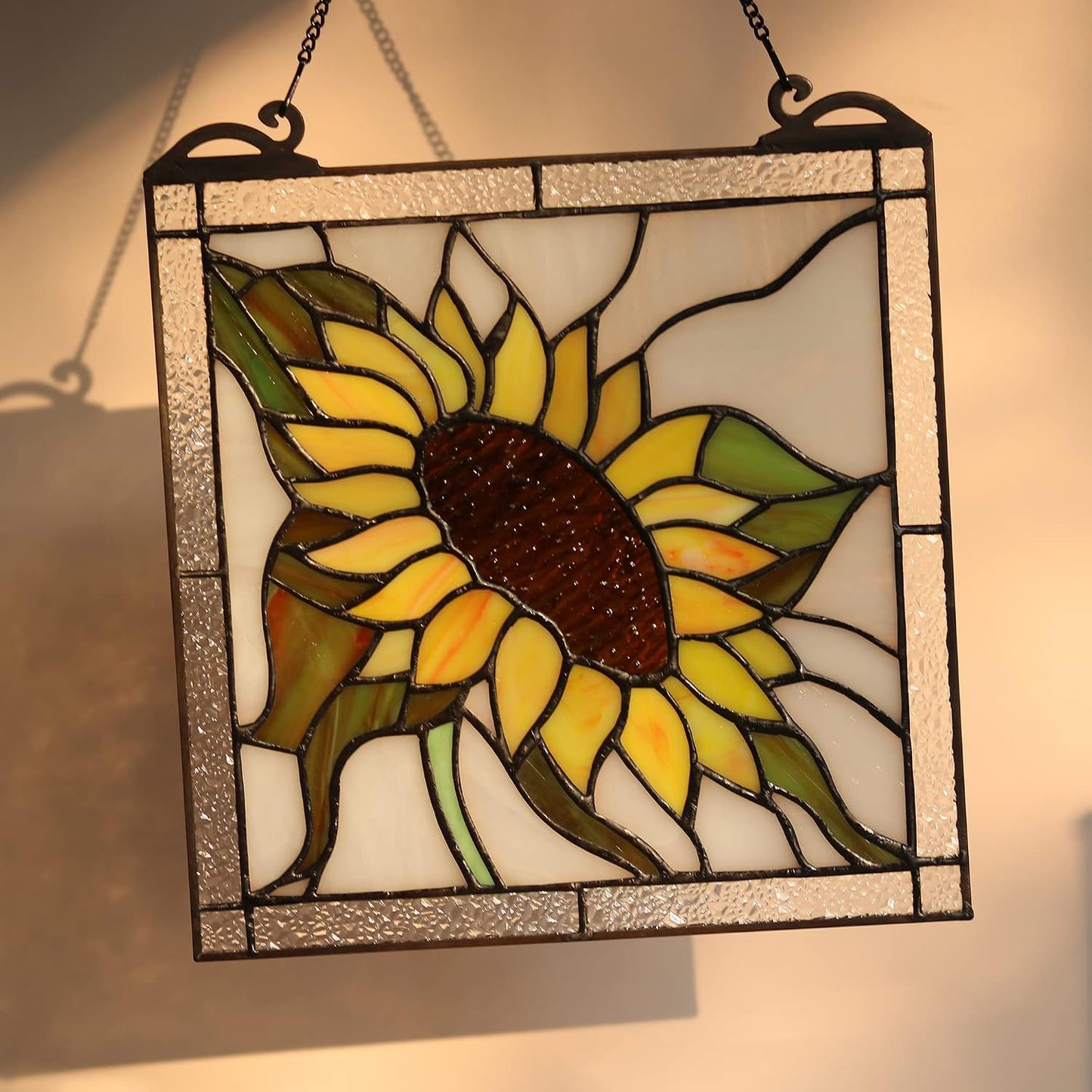 HAOSUM Paneles de vidrieras de girasol para colgar en la ventana, a...