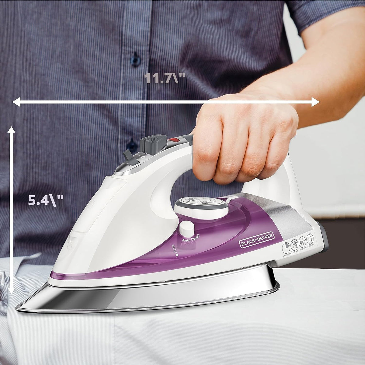 BLACK+DECKER Plancha de vapor profesional con suela de acero inoxid...