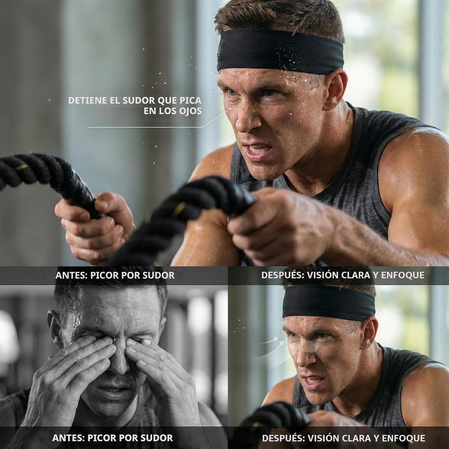 Acozycoo Diadema deportiva para hombre, 5 unidades, para correr, ci...