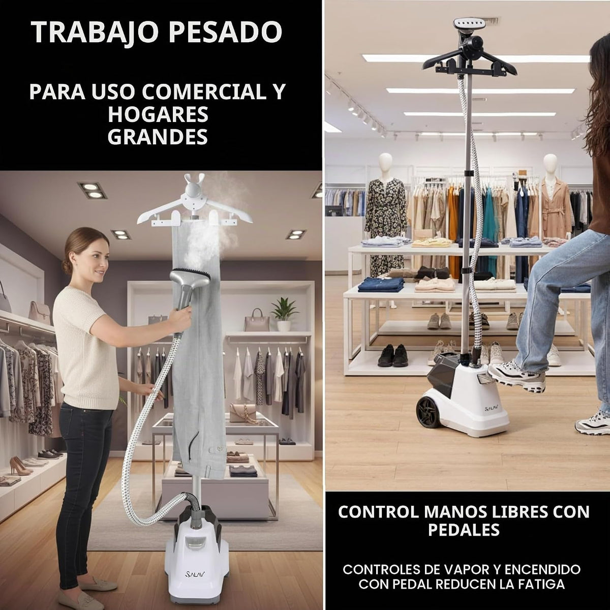 SALAV Vaporizador comercial para ropa, tanque de 3 L, 90+ minutos d...