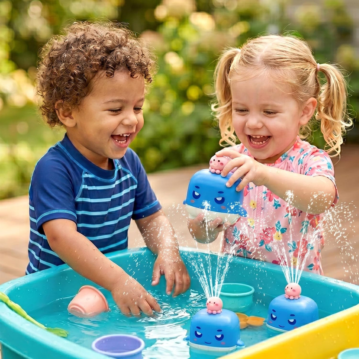 Sizobi Aspersor de baño de ballena iluminado para niños de 1 a 3 añ...