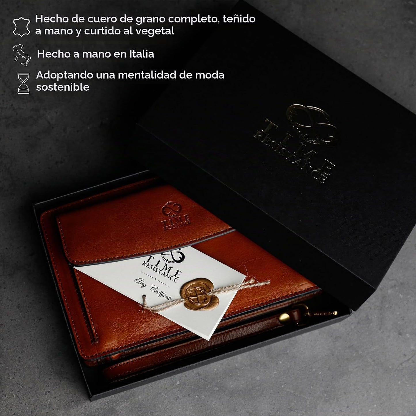 Time Resistance Bolso de mano de cuero para hombre, organizador de...