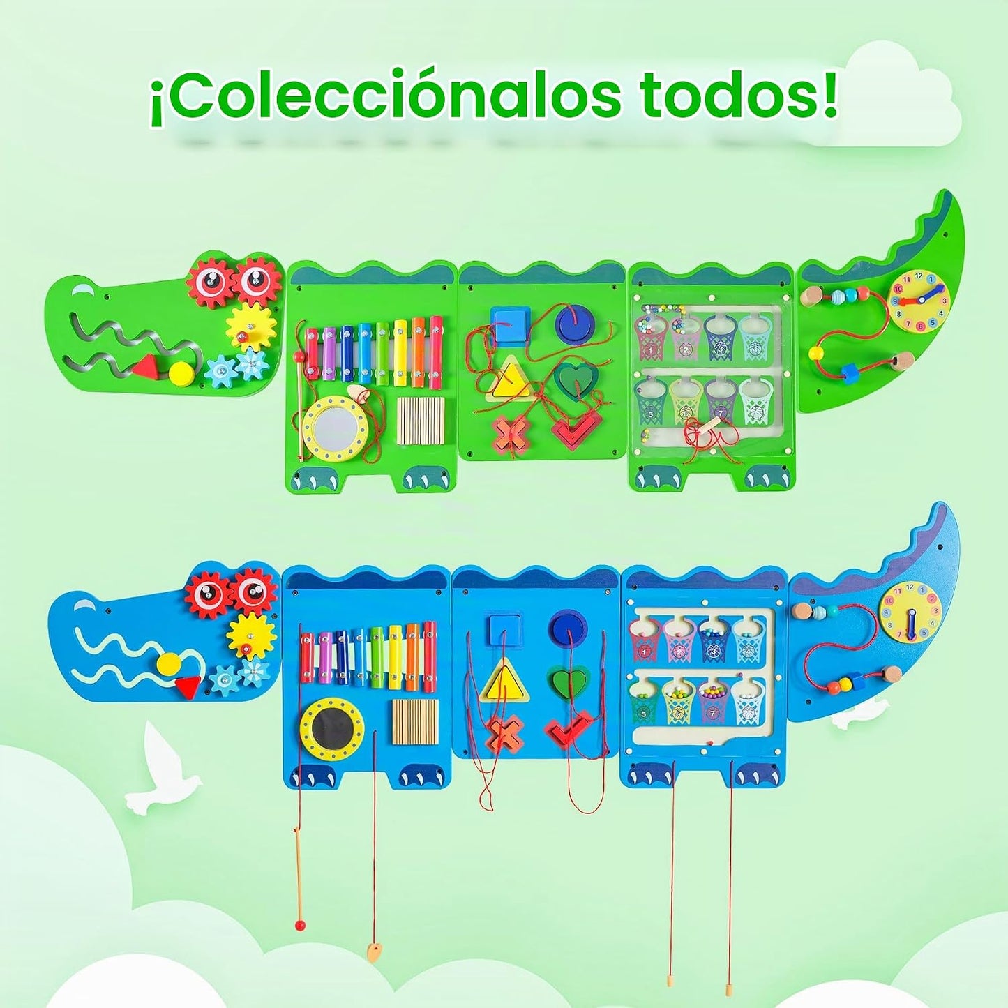 nigwet Juguetes sensoriales de cocodrilo, paneles de pared de activ...