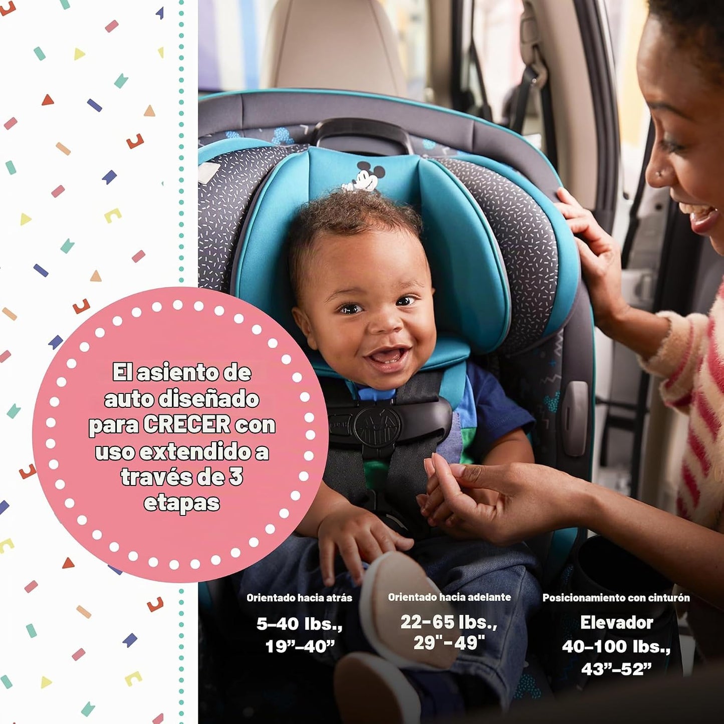 Asiento de coche convertible Disney Grow and Go, orientado hacia at...